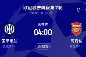 能撑到直接对话吗？欧冠唯二0丢球，明年1月21日国米vs阿森纳
